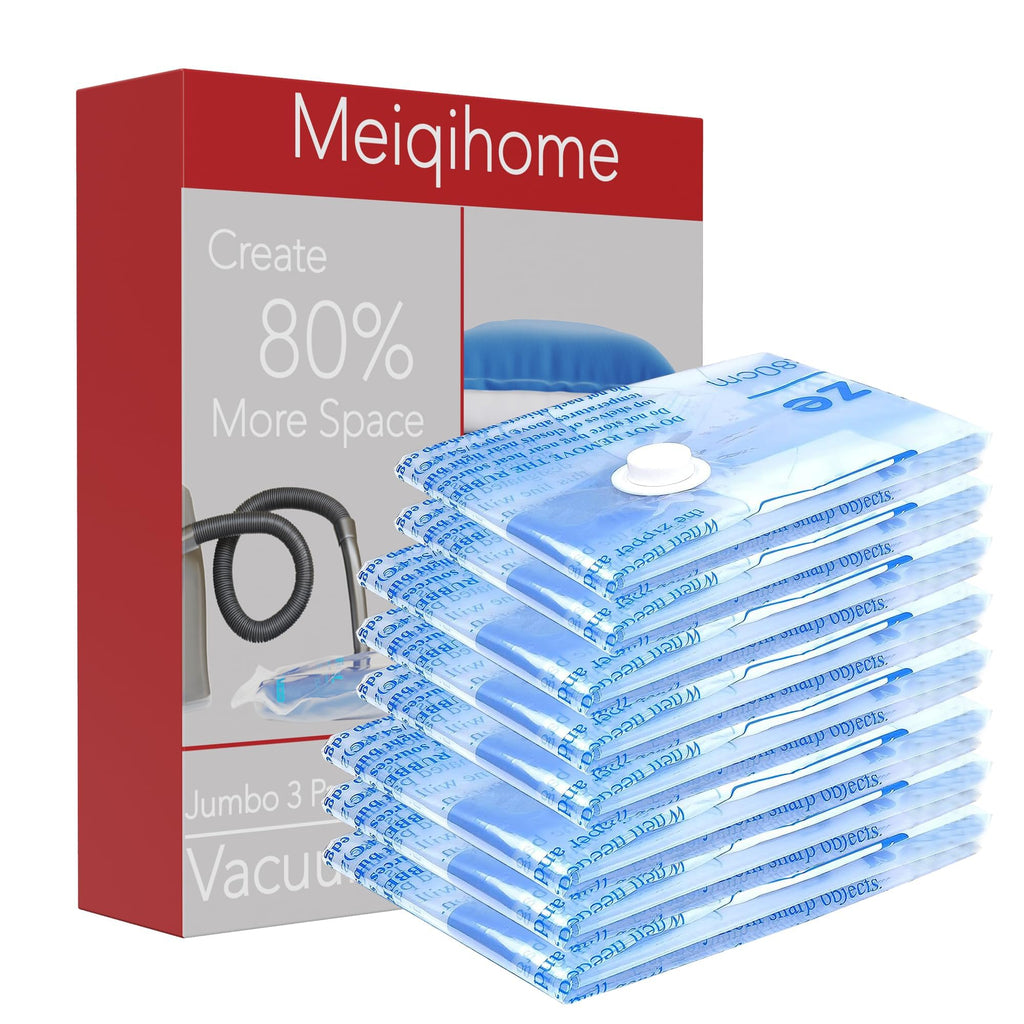 MEIQIHOME Vacuum Storage Bags, Space Saver Sealer Bags,Vacuum seal bags for clothing, Pillows, Comforters, Blankets, Bedding,Travel,7 Jumbo