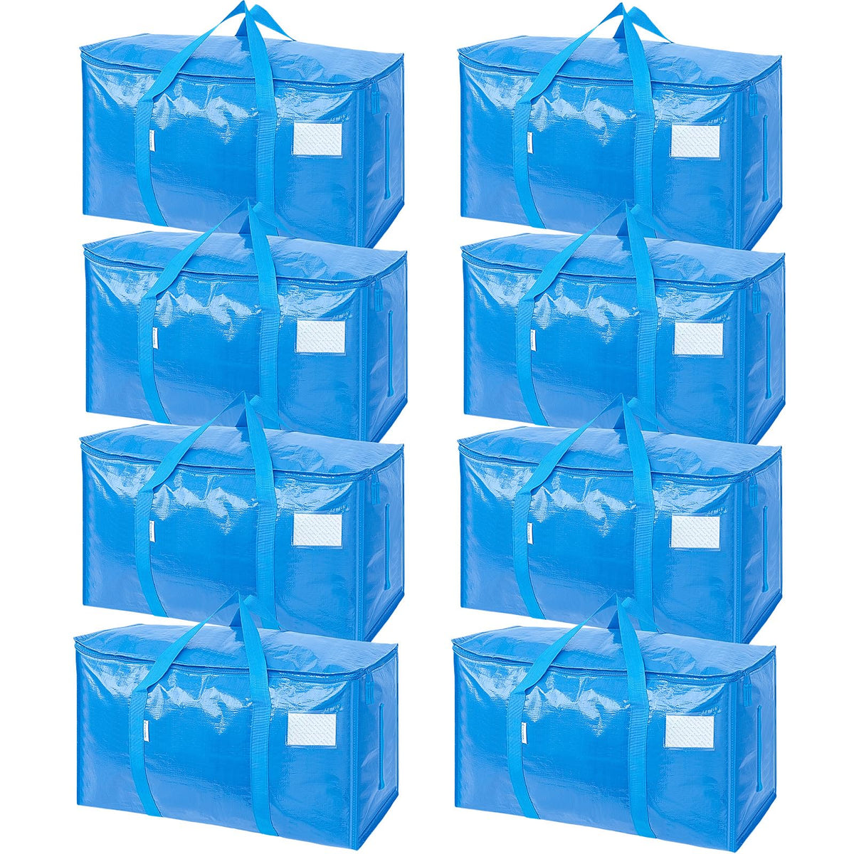 TICONN 6 Pack Extra Large Moving Bags Heavy Duty with Zippers & Carrying Handles, Durable Storage Bags Moving Boxes for Closet Organizers and Storage (6 Pack, Blue)