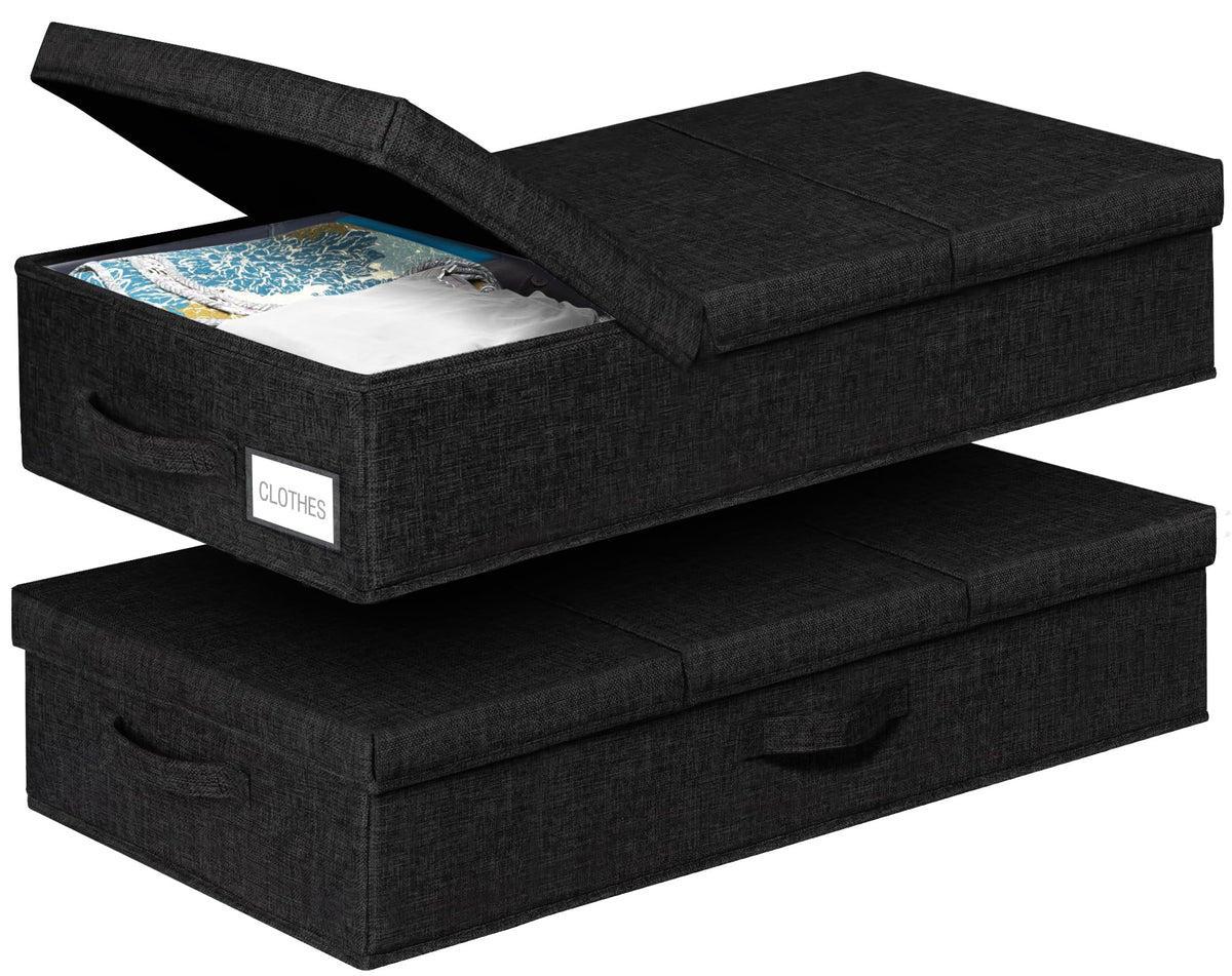 punemi 5 inch High Sturdy Low Profile Under Bed Storage, 2 Pack, Grey