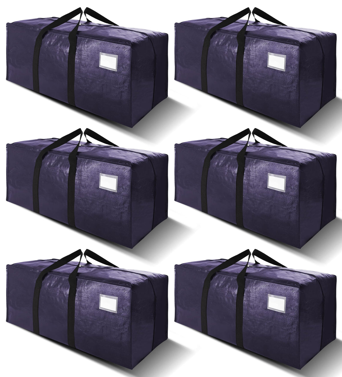 VELVETSURE Heavy Duty Extra Large Moving Bags W/Backpack Straps - Strong Handles & Zippers, Storage Totes For Space Saving, Fold Flat, Alternative to Box and Bin (Set of 6, Multicolor)