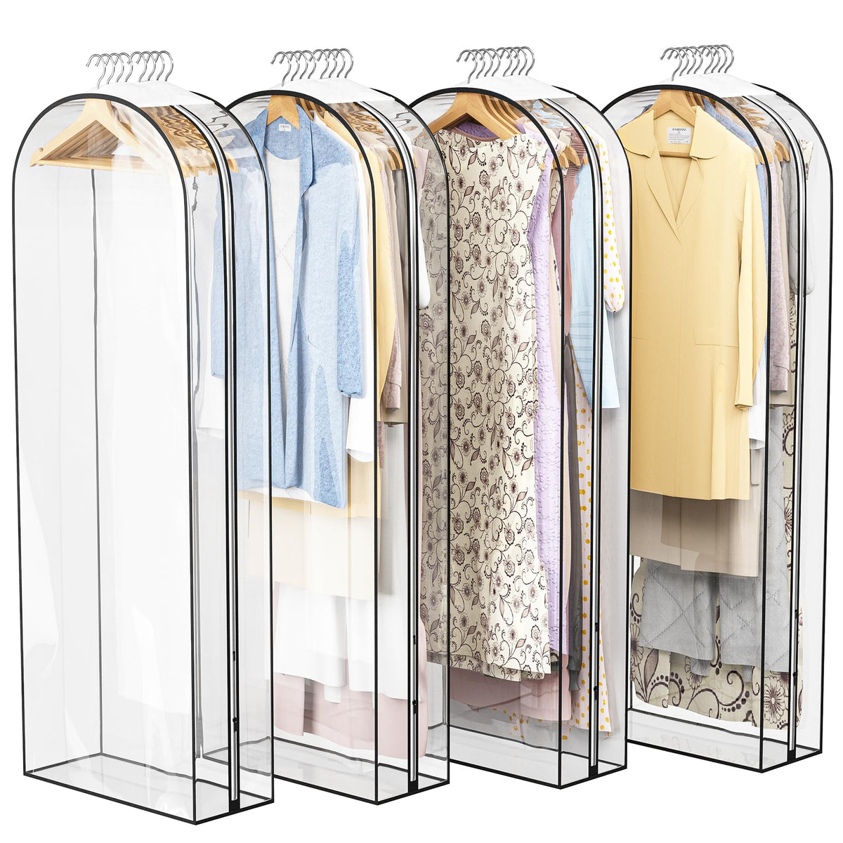 Liuoud Clear Garment Bags for Hanging Clothes 10” Gusseted, 4 Pack, 40”&50”