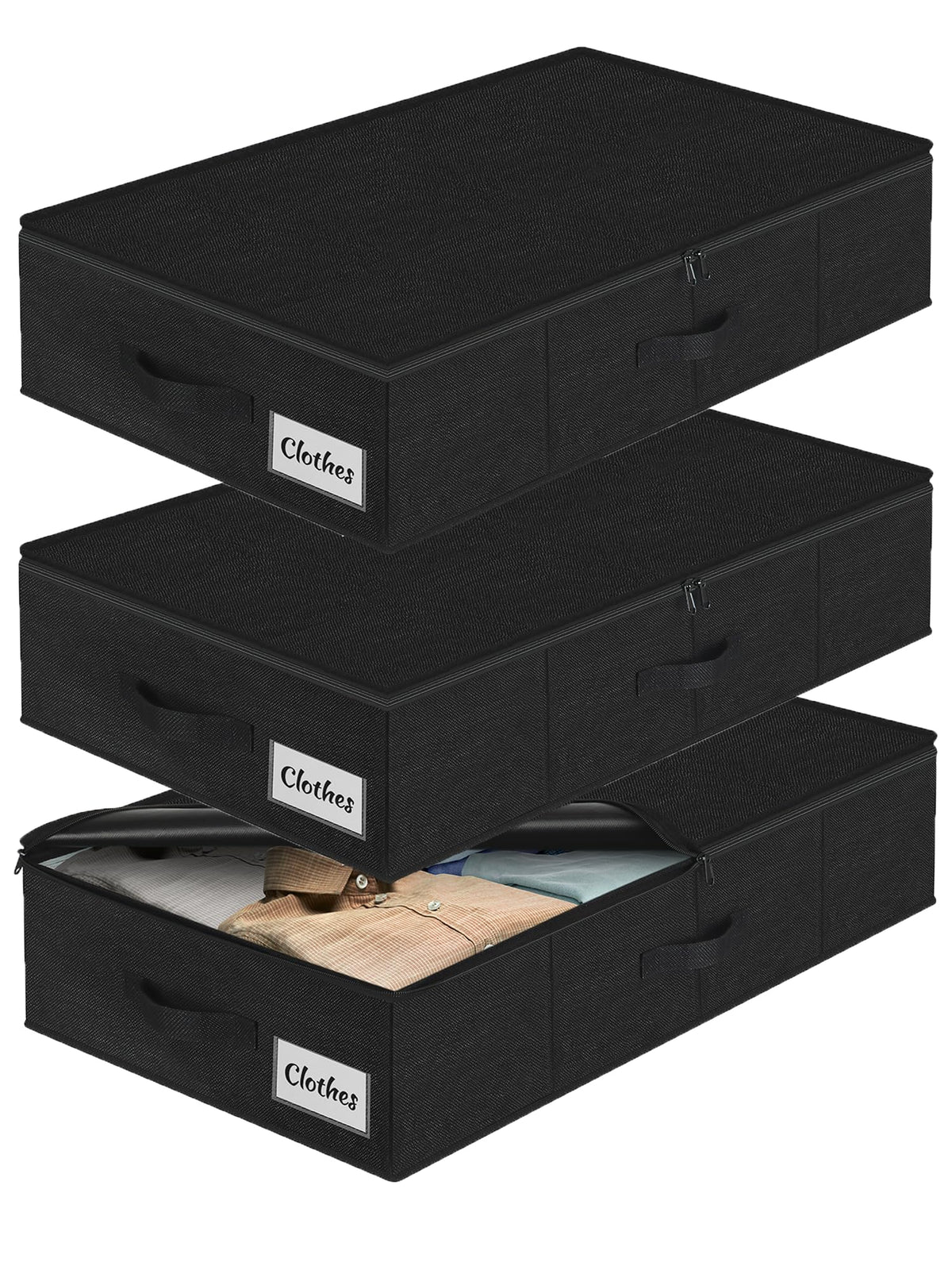 Under Bed Storage Container Bins 2 Pack, 4 Inch Thin Low Profile Underbed Clothes Storage Organizer for Dorm & Home, Use for Blanket and Toy Storage Box W/ Sturdy Bottom/Sides, Foldable Thick Fabric