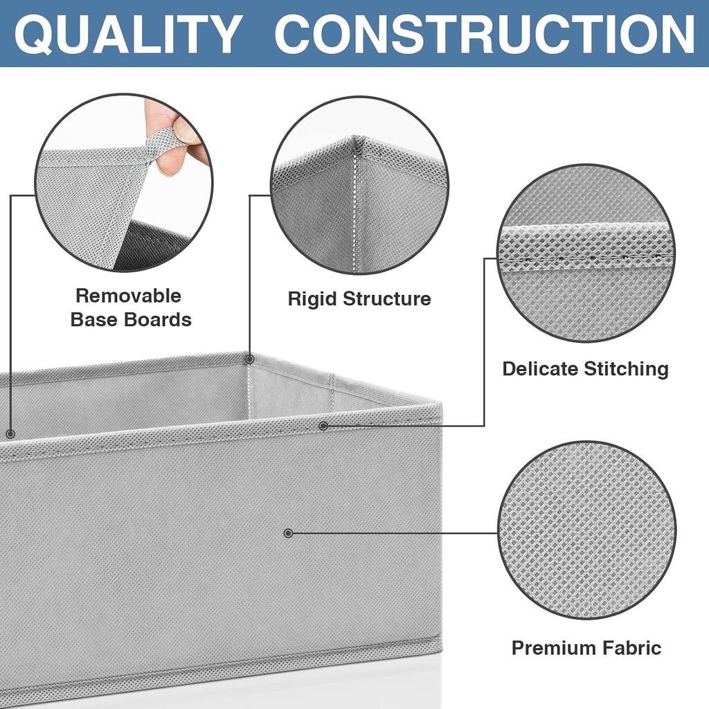 Criusia Drawer Organizer Clothes 12 Pack, Dresser Organizer for Nursery Bedroom Closet Organization and Storage - Baby Clothes Organizer Bins - Drawer Divider for Sock Underwear Bra Ties (Grey)