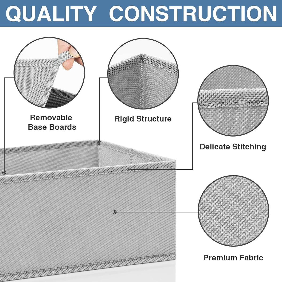 Criusia Drawer Organizer Clothes 12 Pack, Dresser Organizer for Nursery Bedroom Closet Organization and Storage - Baby Clothes Organizer Bins - Drawer Divider for Sock Underwear Bra Ties (Grey)