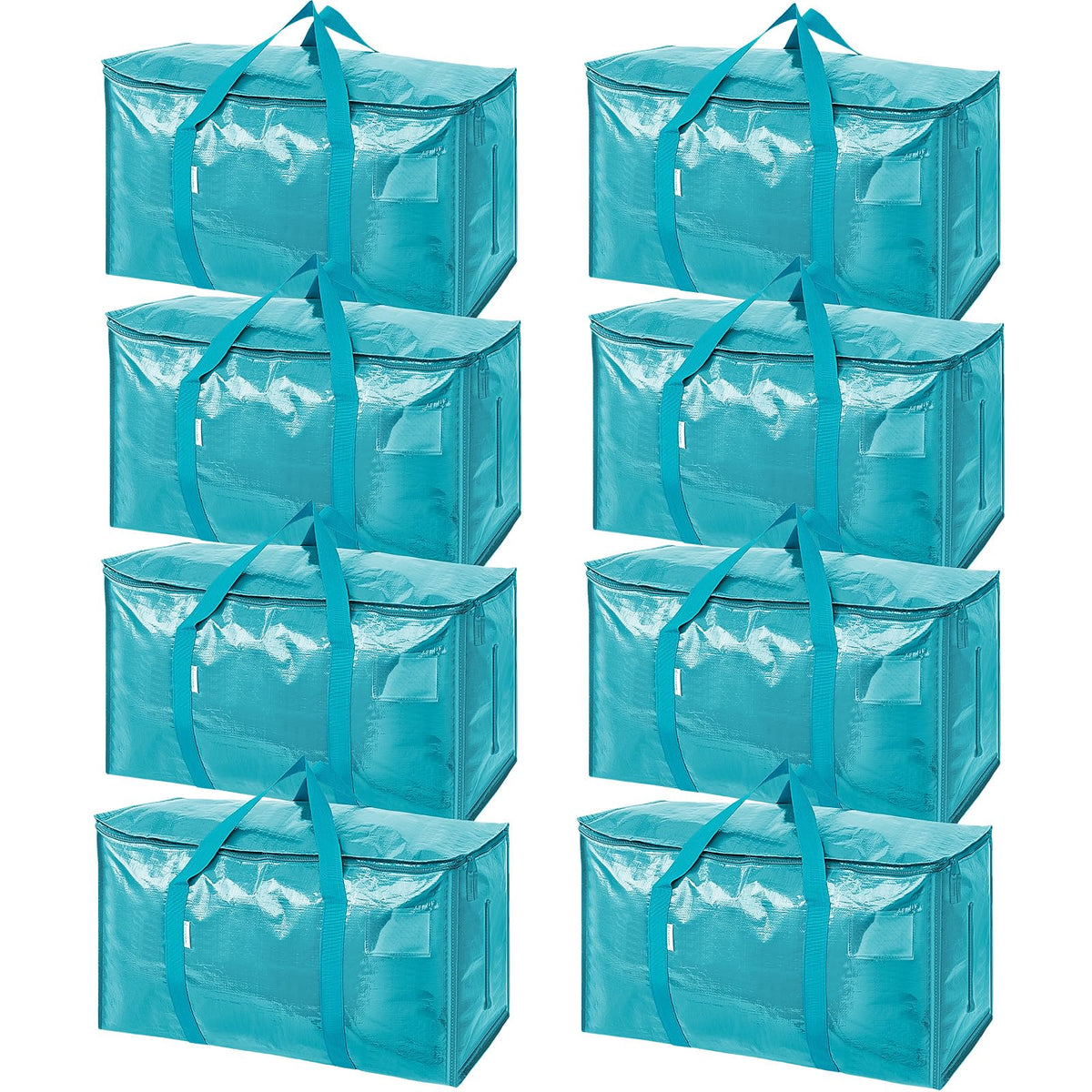 TICONN 6 Pack Extra Large Moving Bags Heavy Duty with Zippers & Carrying Handles, Durable Storage Bags Moving Boxes for Closet Organizers and Storage (6 Pack, Blue)