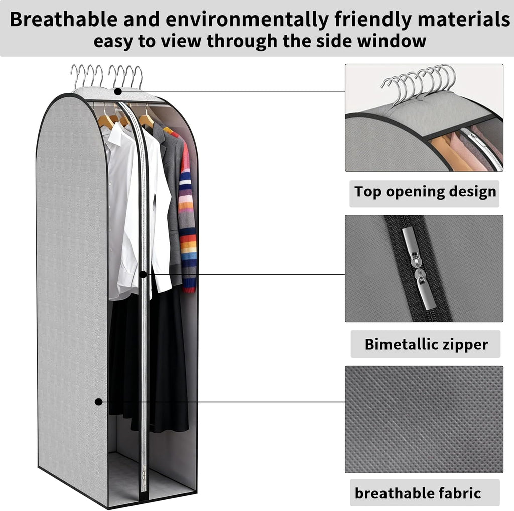 3 Pcs 10" Gusseted Garment Bags 40" & 50" PEVA Breathable Dust Cover