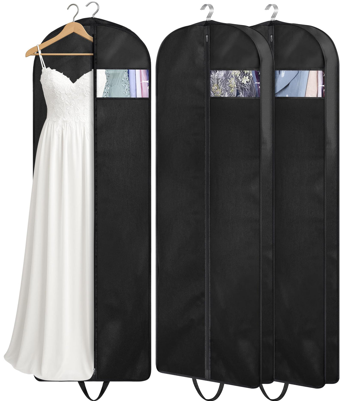 KIMBORA 43" Suit Bags for Closet Storage and Travel, Gusseted Hanging Garment Bags for Men Suit Cover With Handles for Clothes, Coats, Jackets, Shirts（3 Packs）