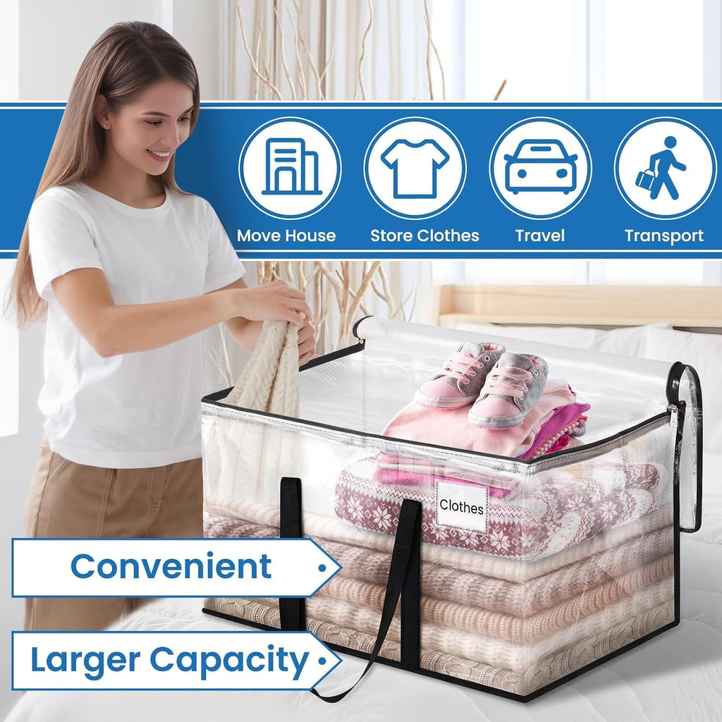 RoomHacks Moving Bags, Heavy Duty Large Storage Bags, 88L, 6 Pack, Clear