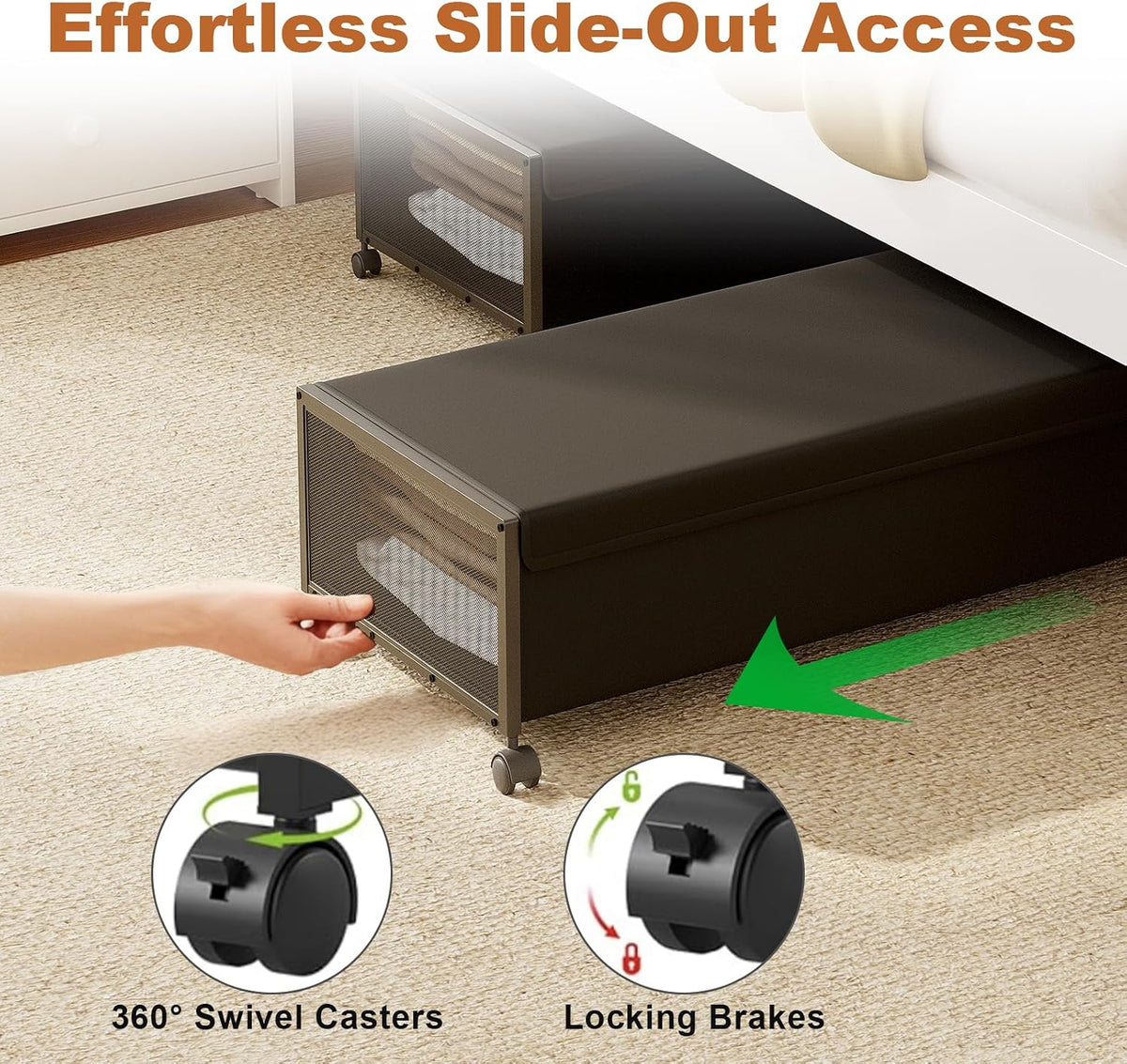 Fokyfok 2Pack Under Bed Storage Containers, 10 inch Height,31 inch Long
