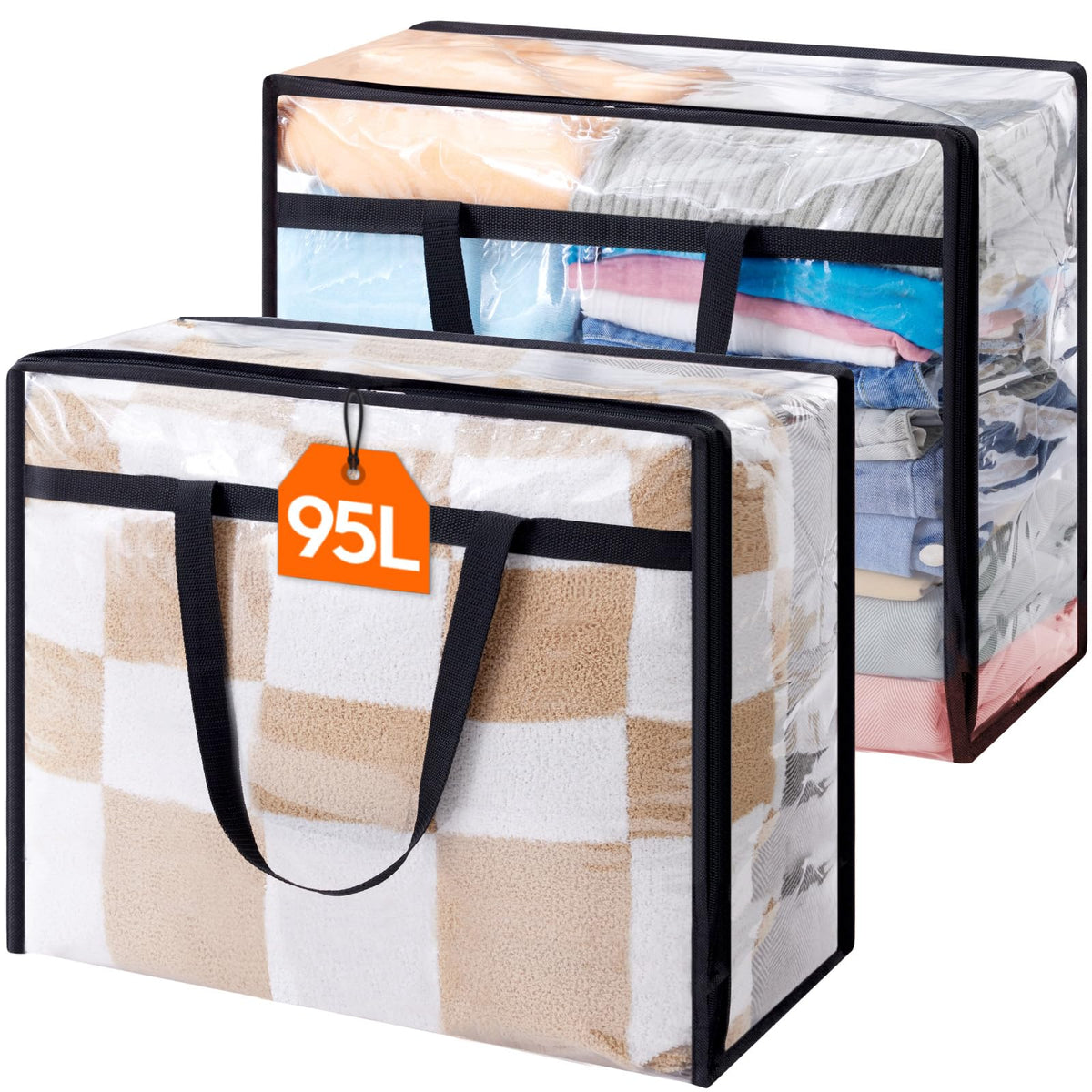 Lifewit 45L Clear Clothes Storage Bags,Plastic Foldable Blanket Storage Bag