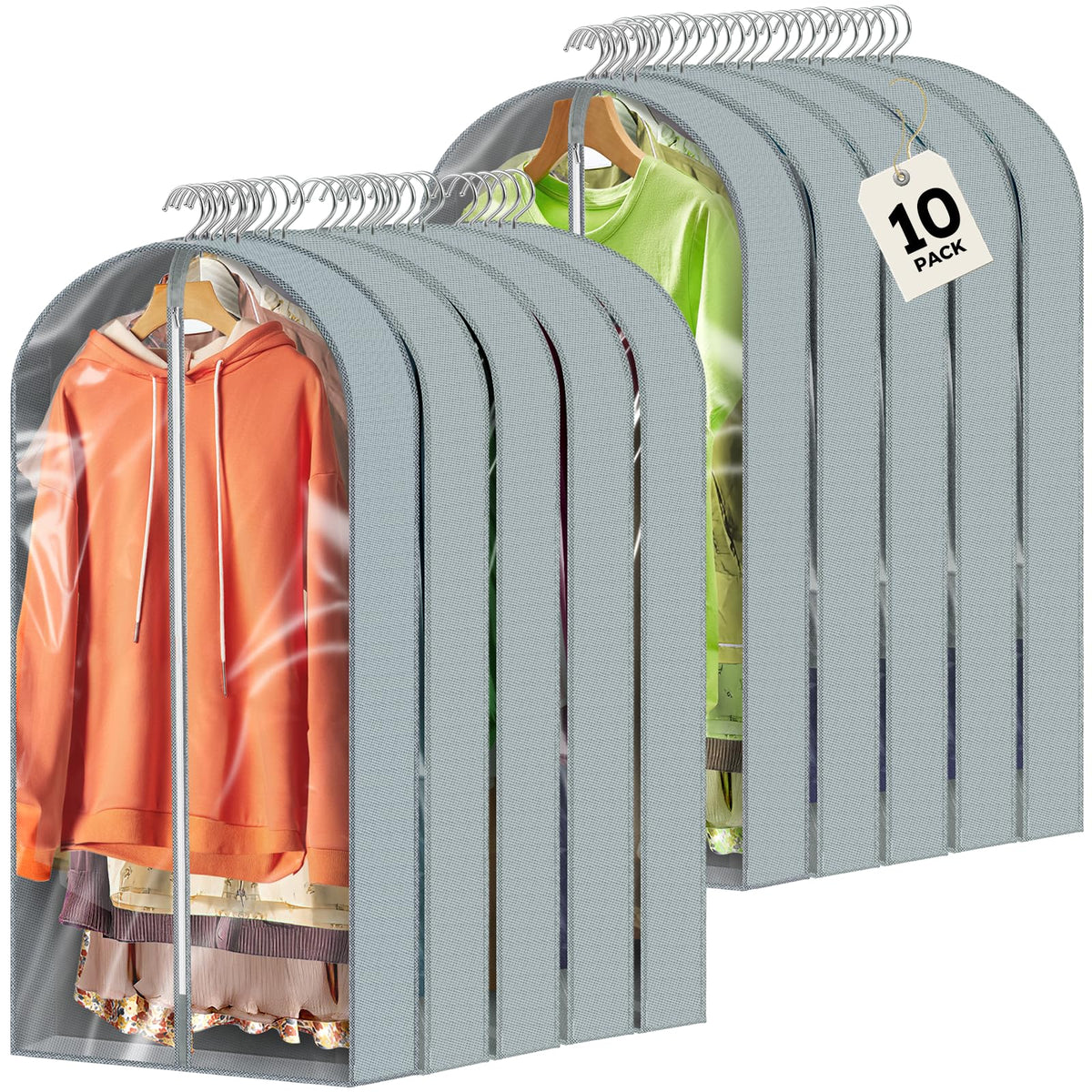 6 pcs 40" Garment Bags for Hanging Clothes, Clear Suit Bags for Closet Storage Clothing Storage, Garment Bags for Travel Covers with 4" Gussets for Coats, Jackets, Shirts and Sweater