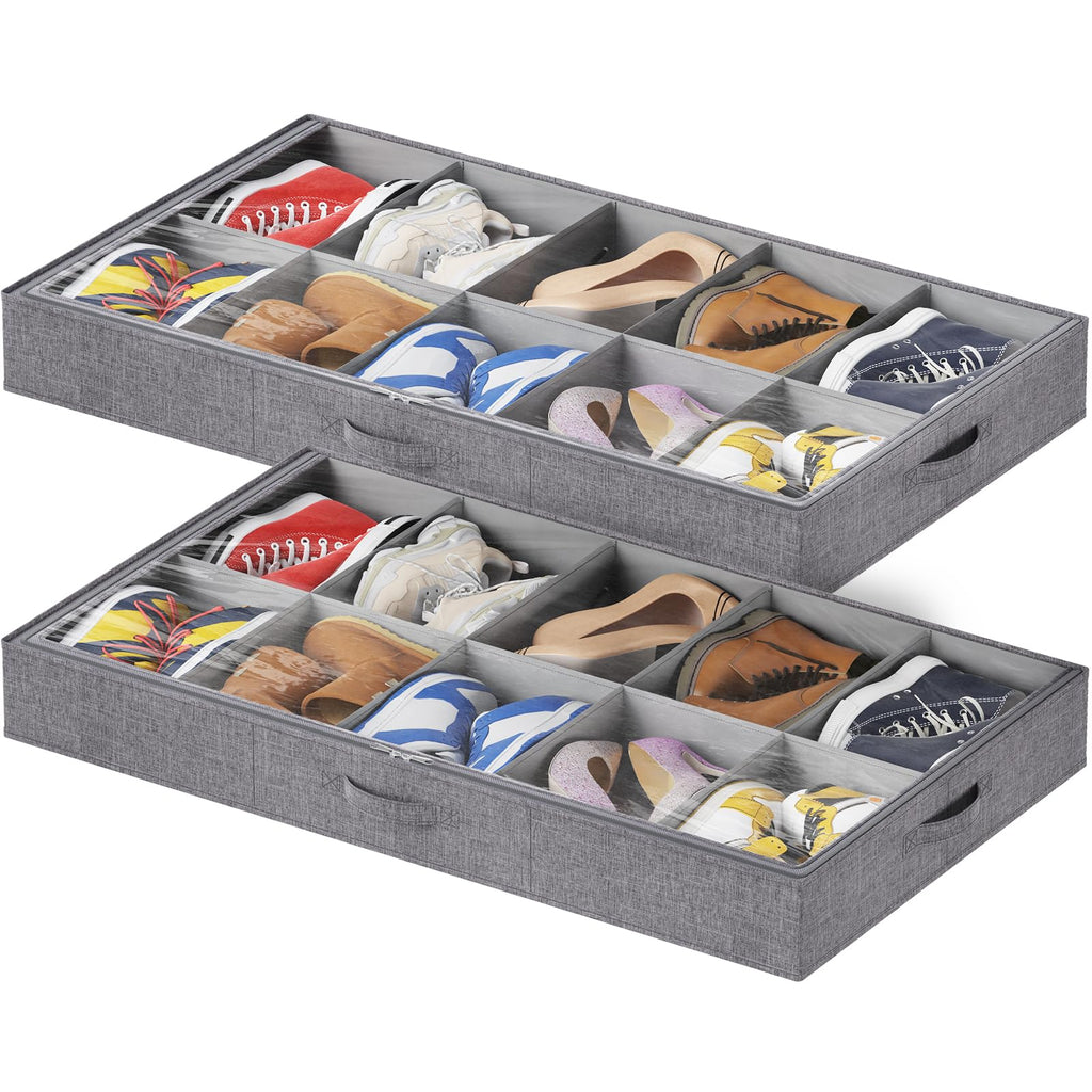 Lifewit 4.3 Inches Under Bed Shoe Storage Organizer Fits 8 Pair Sneakers,