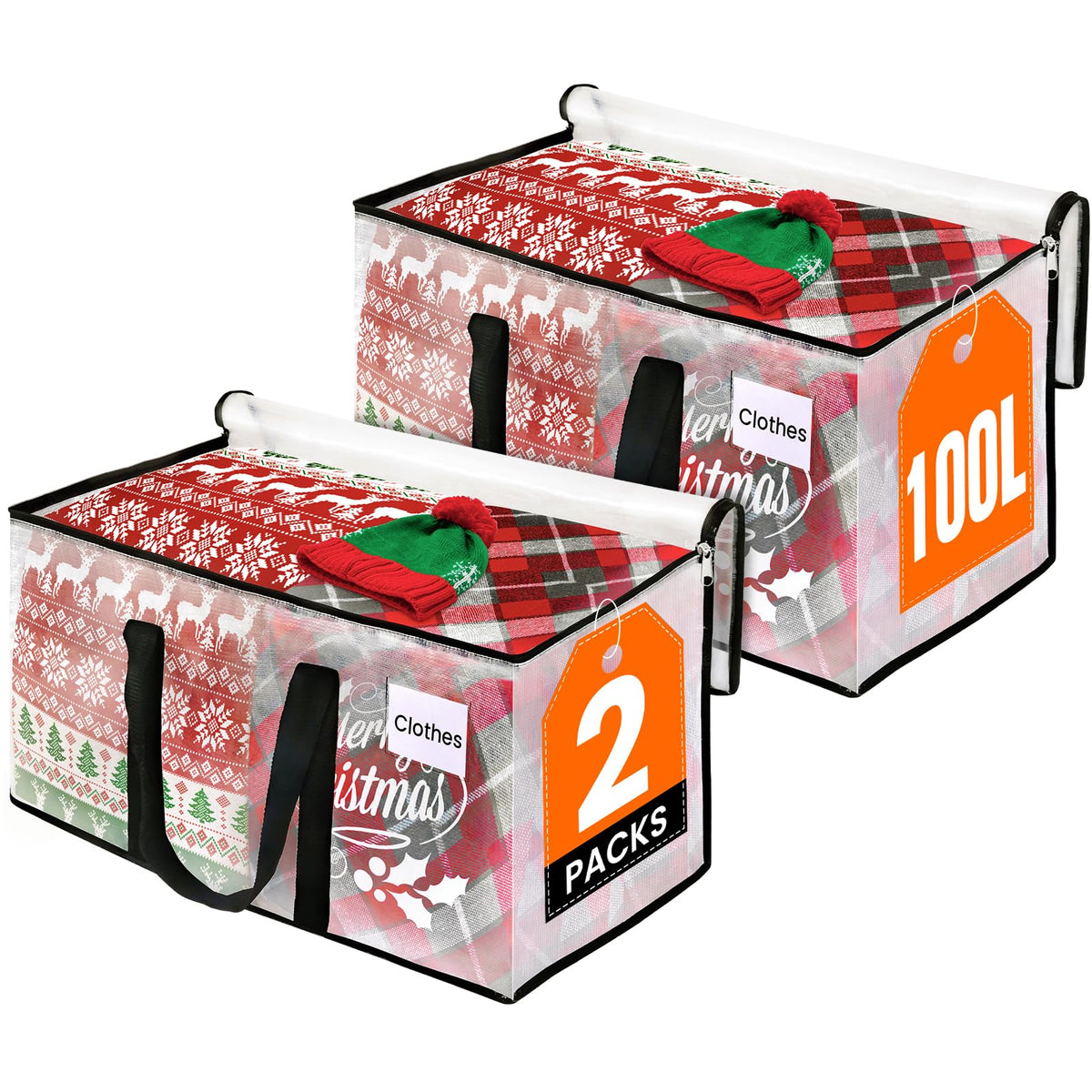 RoomHacks Moving Bags, Heavy Duty Large Storage Bags, 88L, 6 Pack, Clear