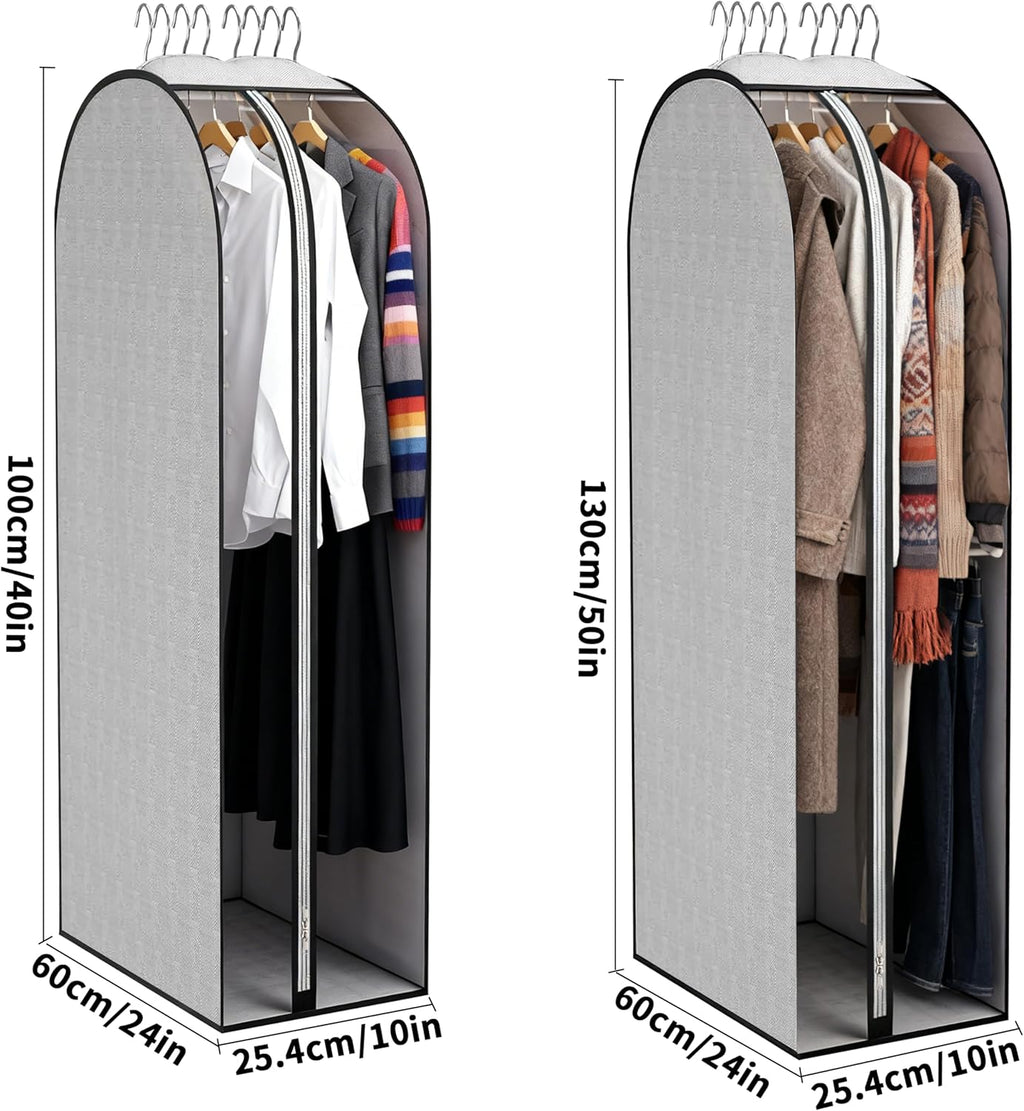 3 Pcs 10" Gusseted Garment Bags 40" & 50" PEVA Breathable Dust Cover