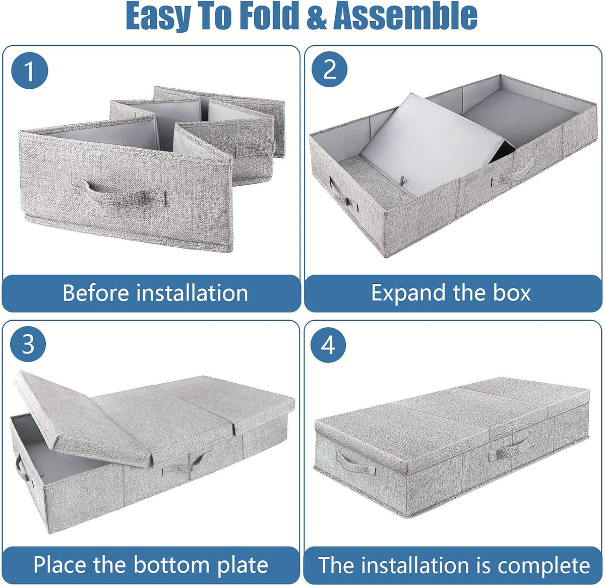 Supowin 2Pack Large Underbed Storage Containers Bin with Lids, Gray