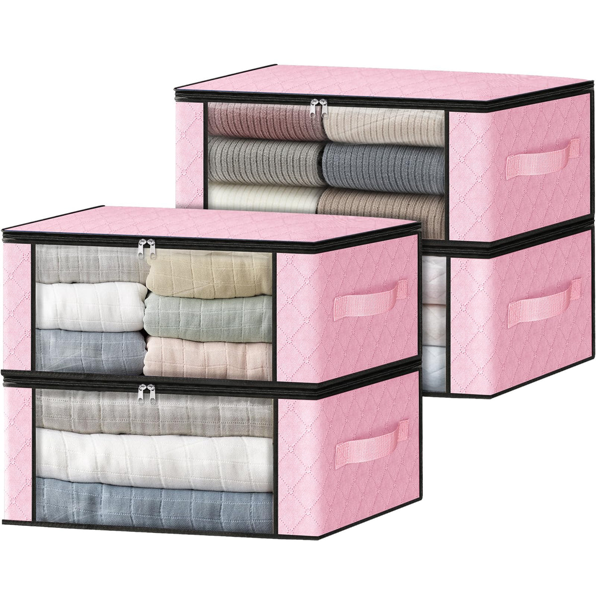 HomeHacks 3-Pack Clothes Organizer Storage Bags, 35L Storage Bins, Gray