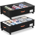 Ashwanth Under Bed Storage with Wheels, 2-Pack, XXL Large, Black
