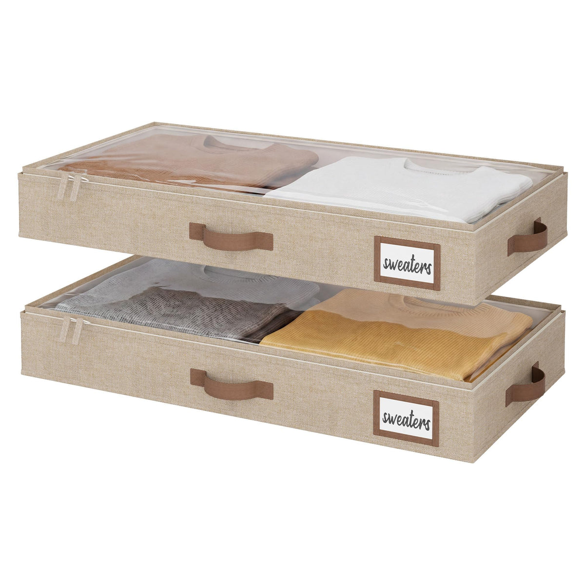 StorageWorks 10 Inch Tall Under Bed Storage Containers with Clear Lid