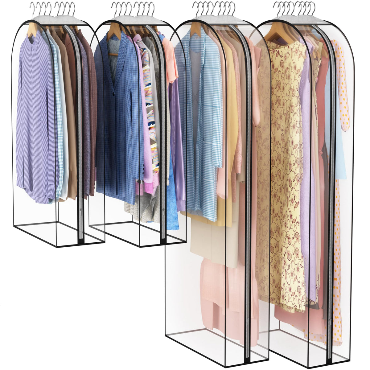 Liuoud Clear Garment Bags for Hanging Clothes 10” Gusseted, 6 Pack, 40”