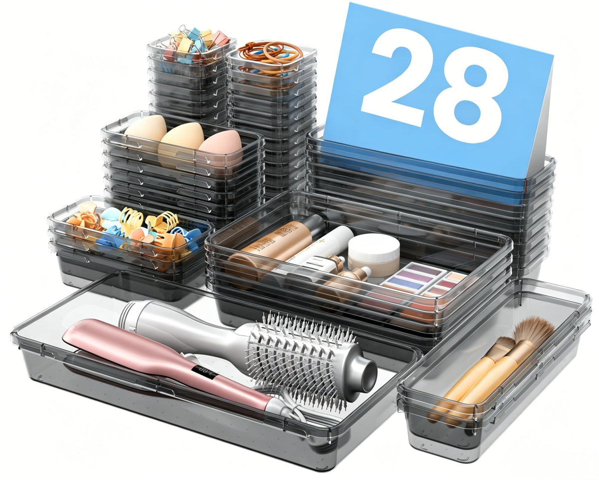 A-LuGei 【Military Grade】 Drawer Organizer for Vanity Bathroom Makeup Desk