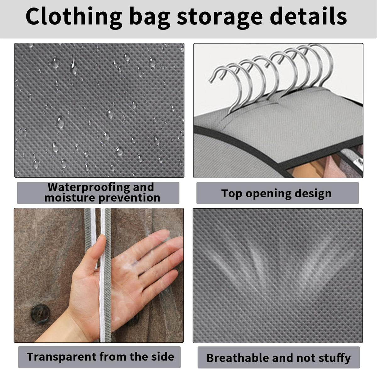 3 Pcs 10" Gusseted Garment Bags 40" & 50" PEVA Breathable Dust Cover