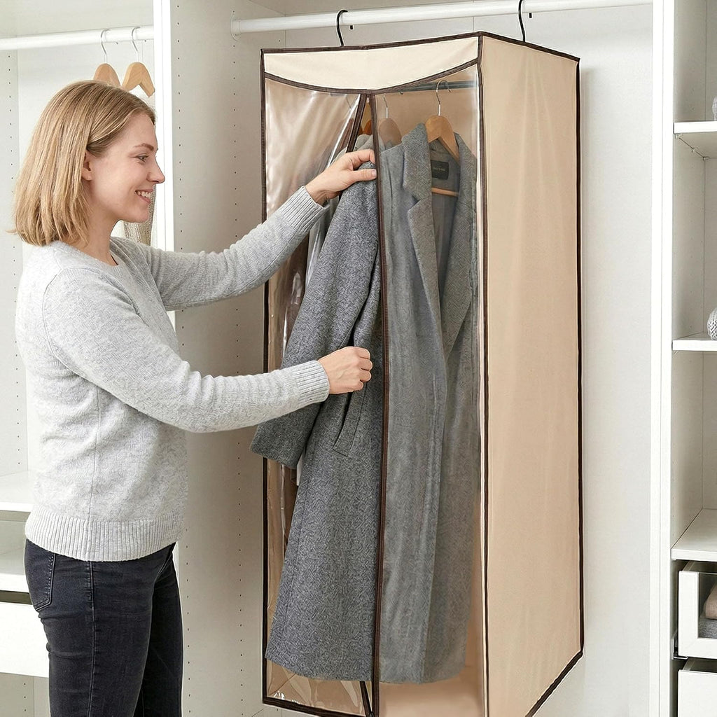 STORAGE MANIAC Garment Bags for Hanging Clothes, 57-Inch, Beige, 2-Pack