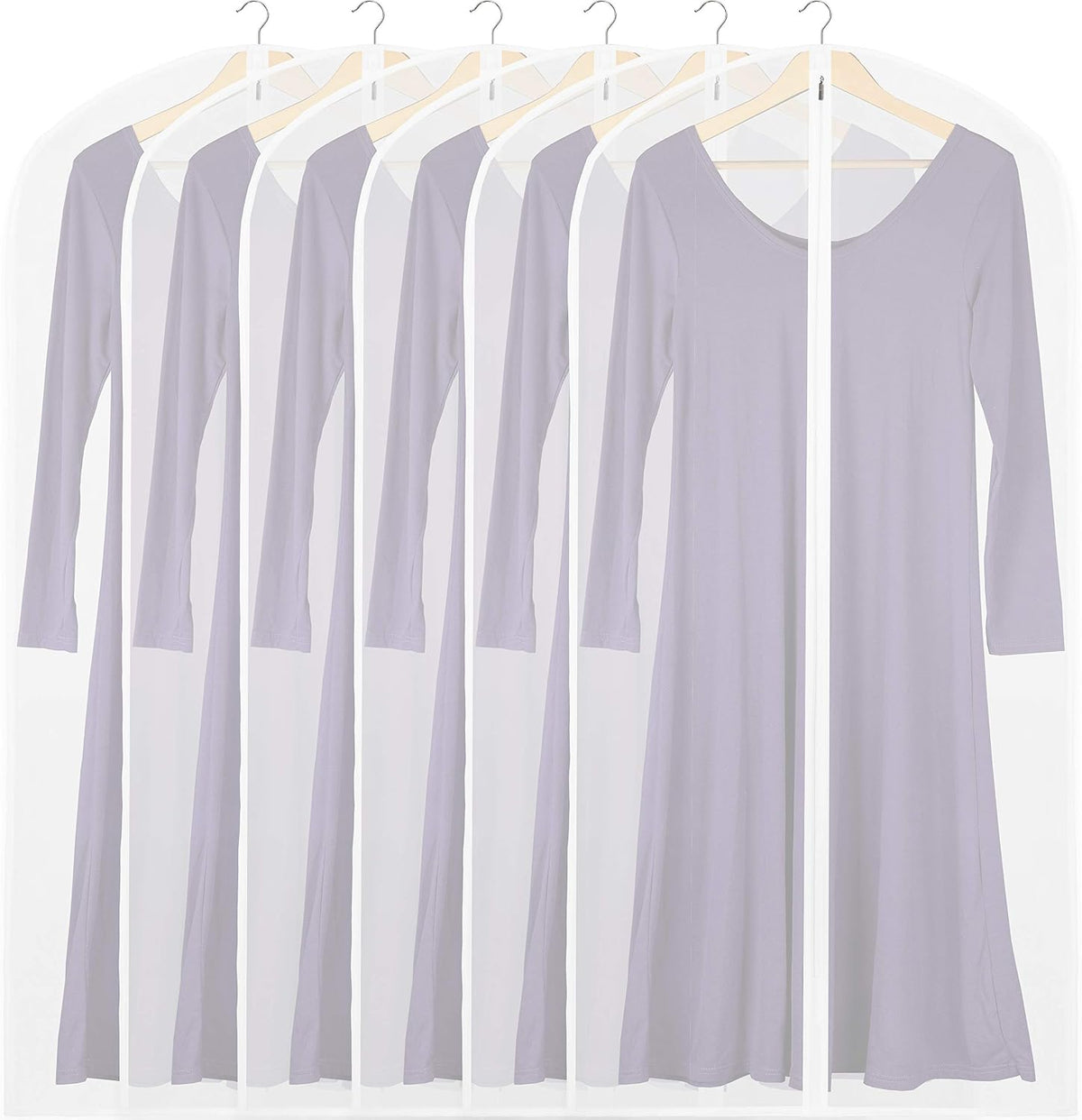 Simple Houseware 60-Inch Translucent Garment Bags with Zipper, 6 Pack