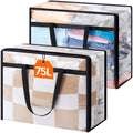 Lifewit 45L Clear Clothes Storage Bags,Plastic Foldable Blanket Storage Bag