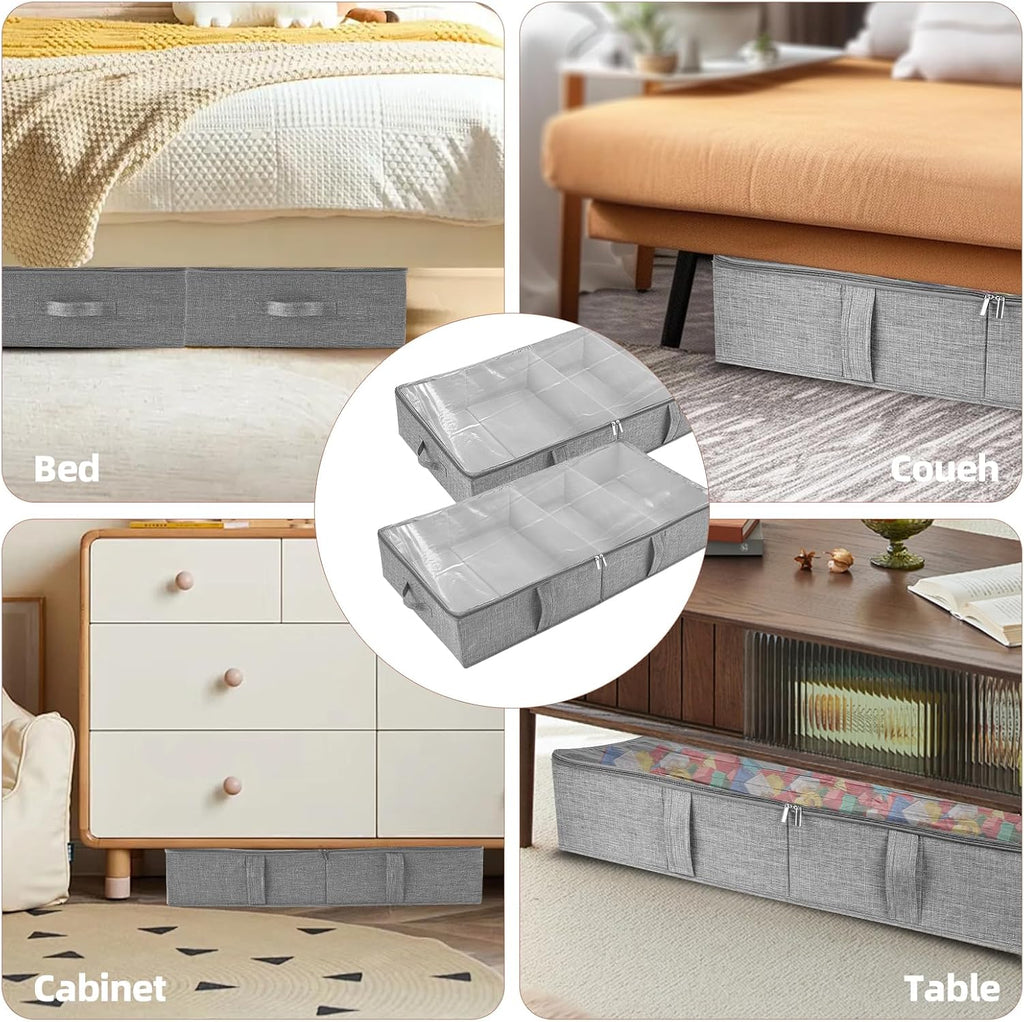 Underbed Storage Containers, 2-Pack Under Bed Toy Storage Boxes with Lids