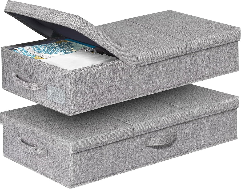 punemi 6 in Tall Under Bed Storage Containers with Lids, 2 Pack, Grey