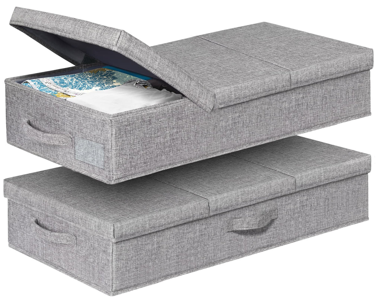 punemi 6.7 in Tall Sturdy Under Bed Storage Containers with Lid, 2Pack,Gray