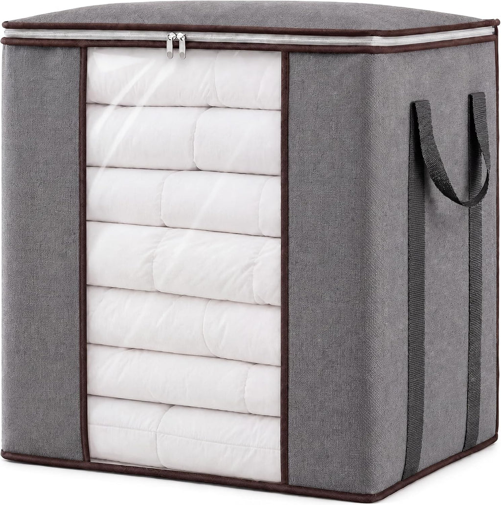 Blanket Storage Bags 120L for Comforter Clothes Bedding Sheet Grey