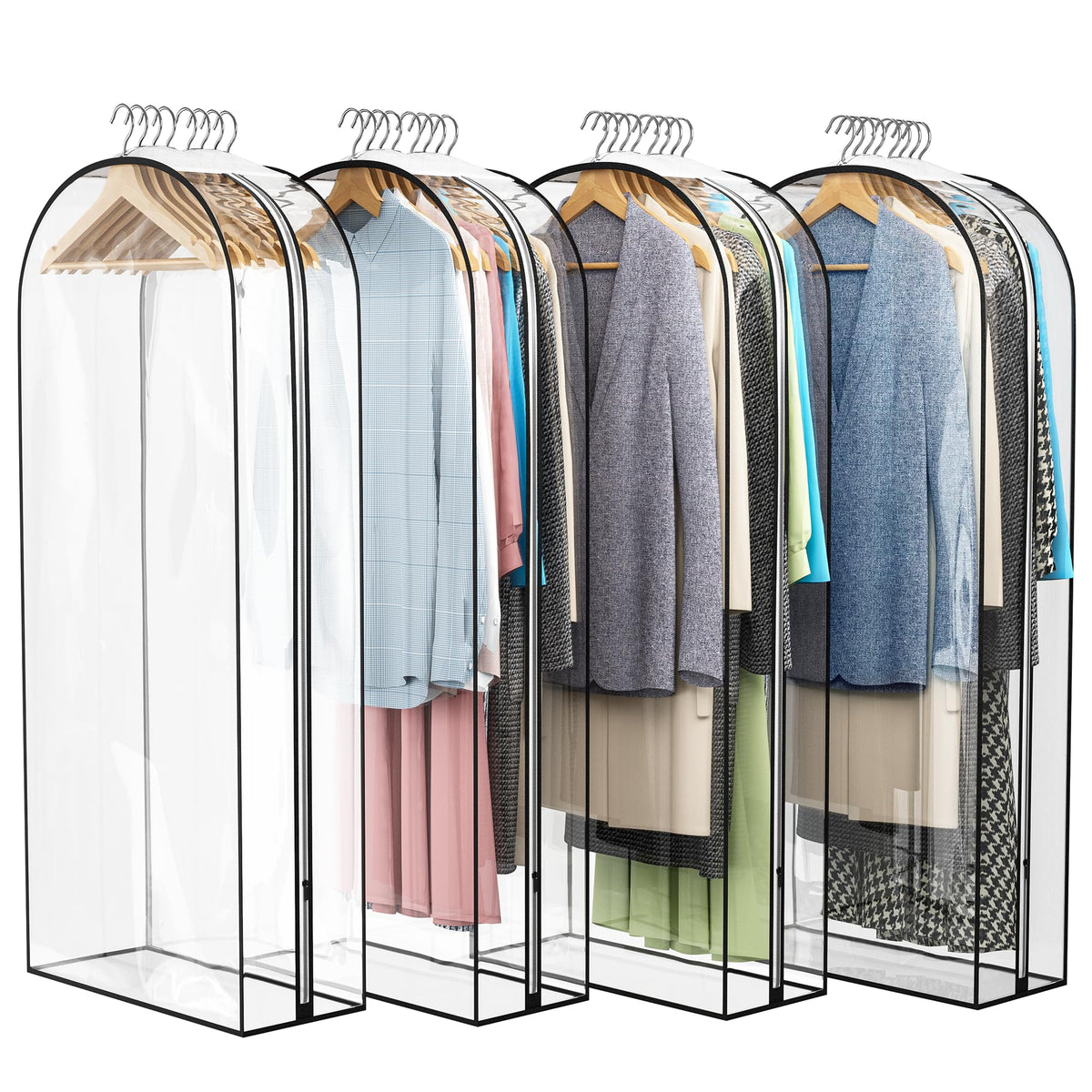 Liuoud Clear Garment Bags for Hanging Clothes 10” Gusseted, 6 Pack, 40”