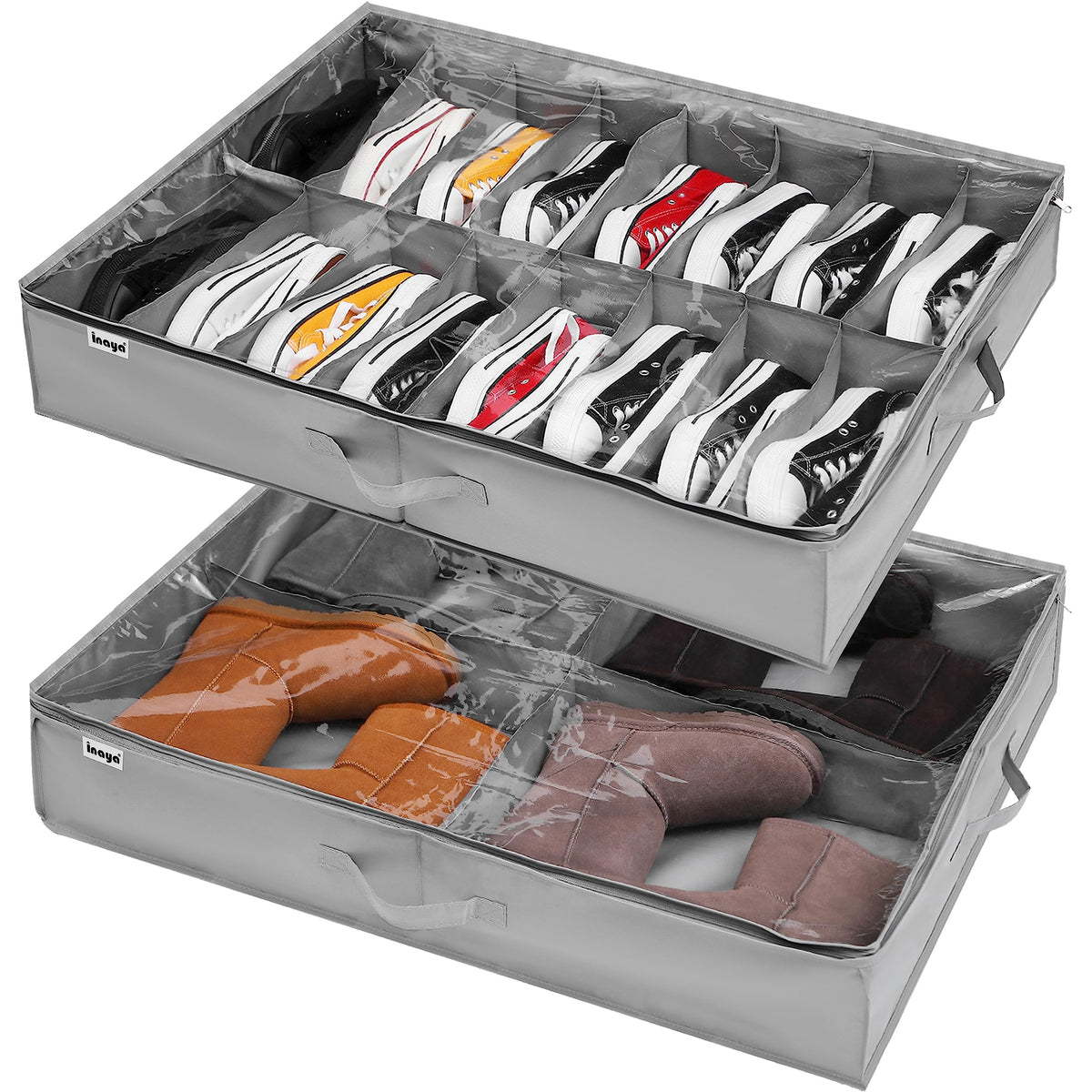 INAYA Under Bed Shoe Storage Organizer Set of 2, Fits up to 32 Pairs