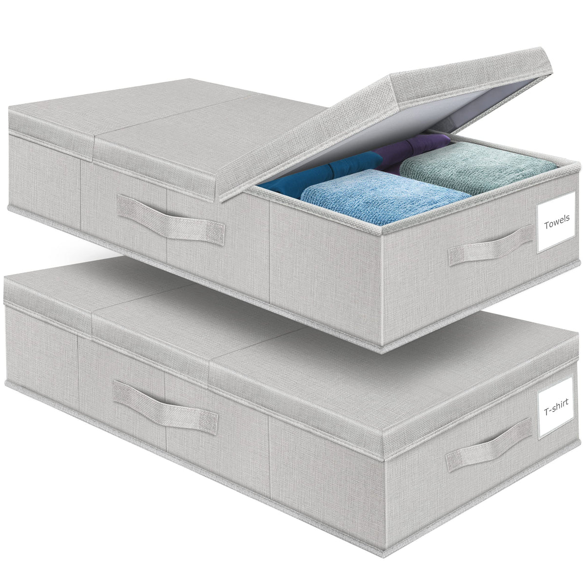 Supowin 2Pack Large Underbed Storage Containers Bin with Lids, Gray