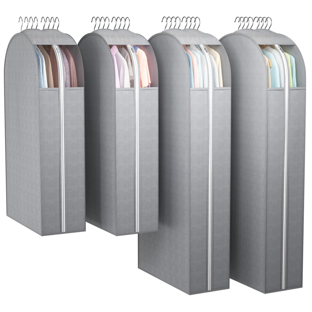 Liuoud Clear Garment Bags for Hanging Clothes 10” Gusseted, 4 Pack, 40”