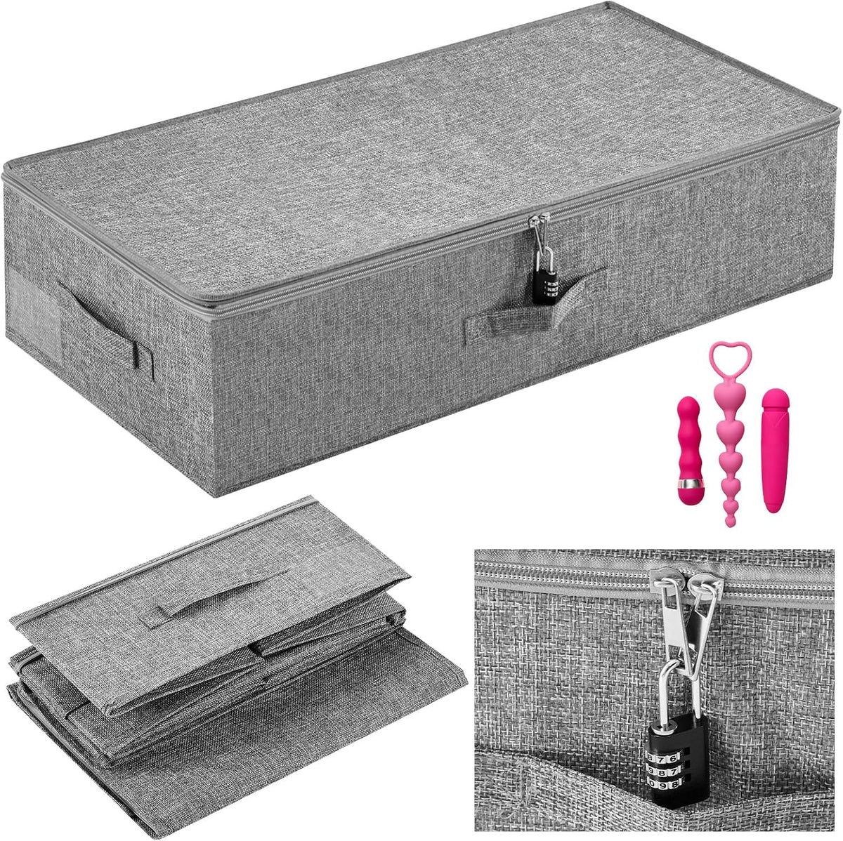 Briwooody 29.9 x 15 x 6.7in Discreet Lockable Under Bed Storage Bag,Black
