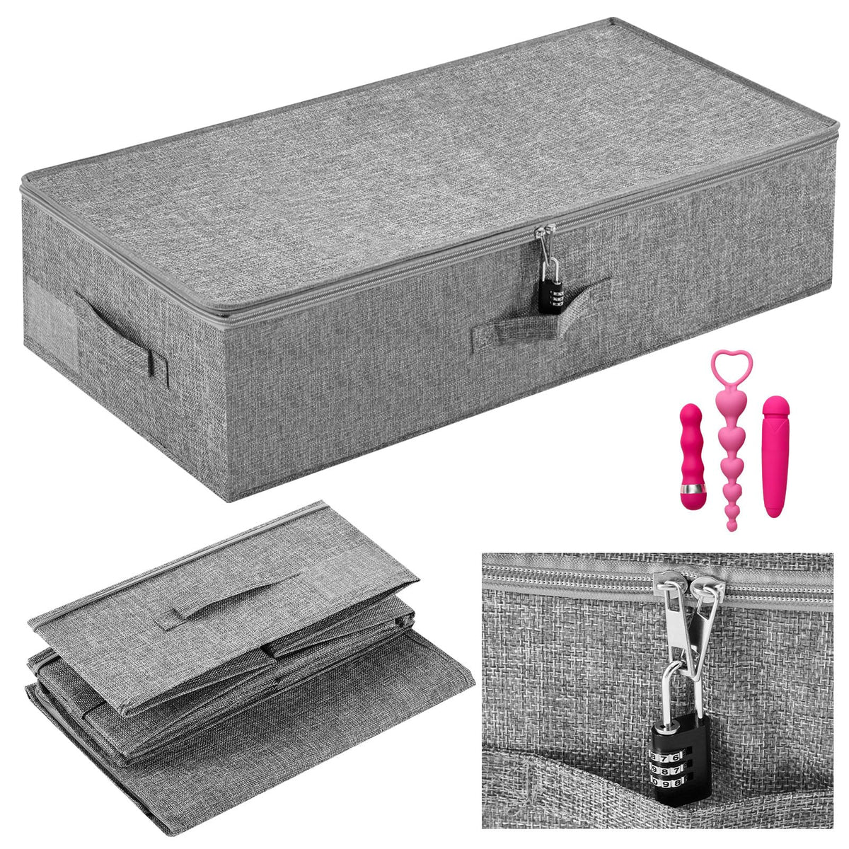 Briwooody 29.9 x 15 x 6.7in Discreet Lockable Under Bed Storage Bag,Black