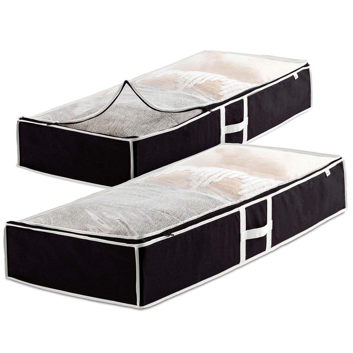 ZOBER Under Bed Storage Bags, Underbed Storage Containers, Gray, 90L 4-Pack