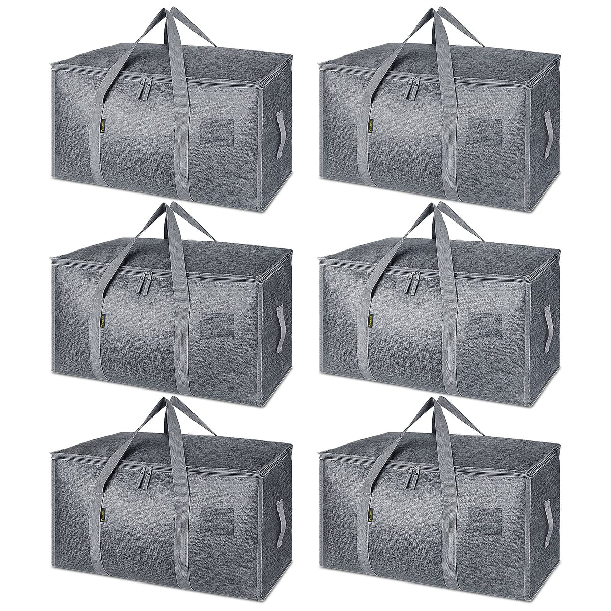 BALEINE 6-Pack Oversized Moving Bags with Reinforced Handles, Heavy-Duty Storage Tote for Clothes, Moving Supplies (Clear, 6-Pack)