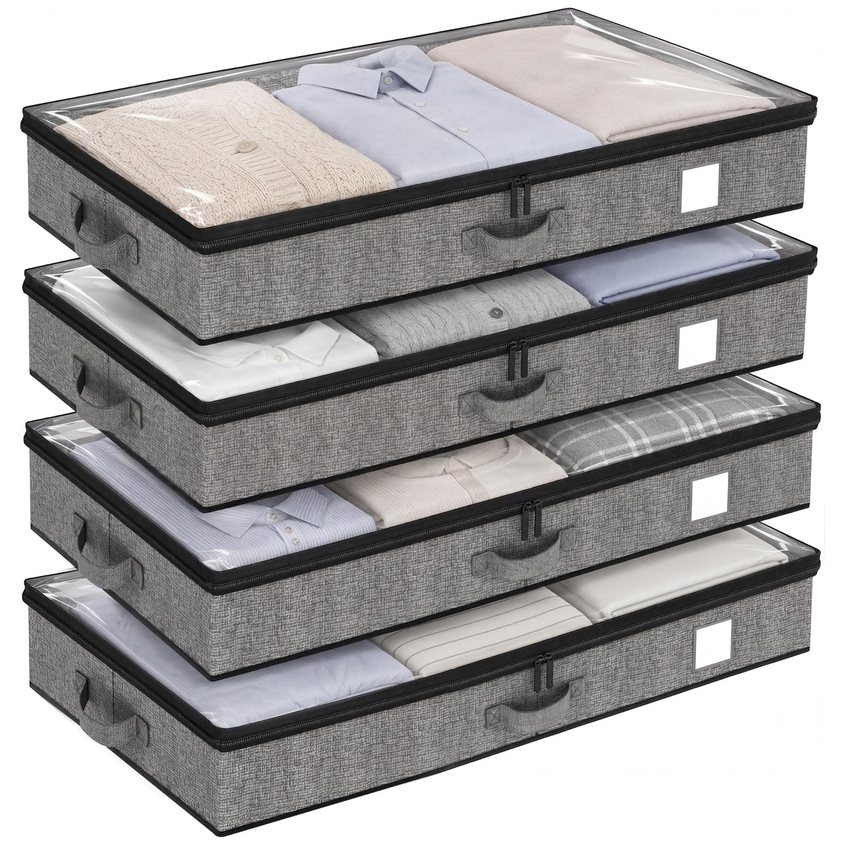 Under Bed Storage Containers 4 Pack Reinforced Underbed Organizer Box