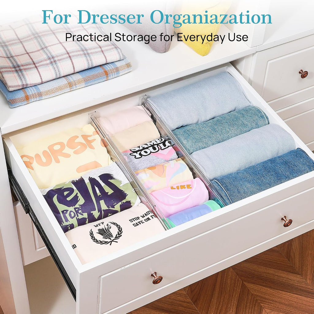 Vtopmart 4" Regular Upgrade Drawer Dividers for Clothes, 12.8"-22.3" 4 Pack