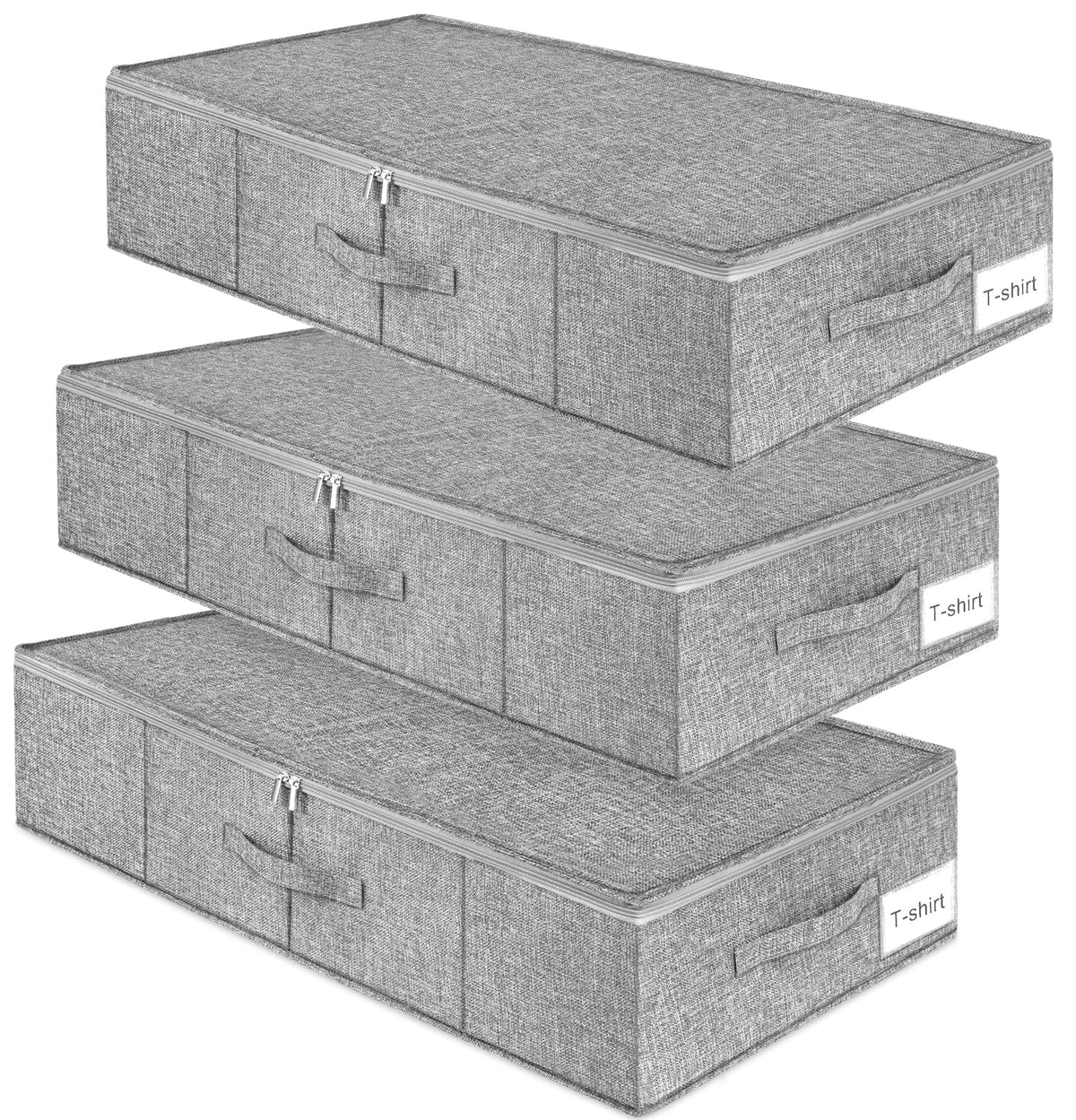 punemi 6.7 in Tall Sturdy Under Bed Storage Containers with Lid, 2Pack,Gray