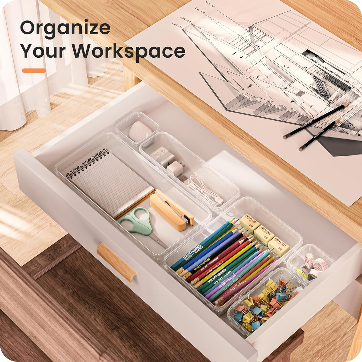 A-LuGei 【Military Grade】 Drawer Organizer for Vanity Bathroom Makeup Desk