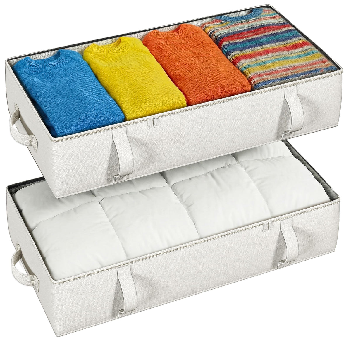 2-Pack Under Bed Storage Containers, 4.5 Inches Tall Clothes Storage, Grey