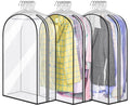 MISSLO 10" Gusseted All Clear Garment Bags for Hanging Clothes 3 Packs 40" Suit Bags for Closet Storage Hanging Clothes Storage Suit Cover for Shirts, Coats, Dresses