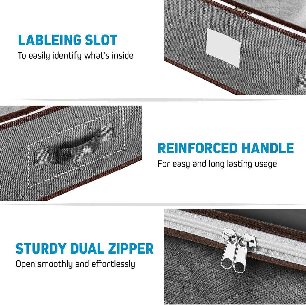 ZOBER Under Bed Storage Bags, Underbed Storage Containers, Gray, 90L 4-Pack