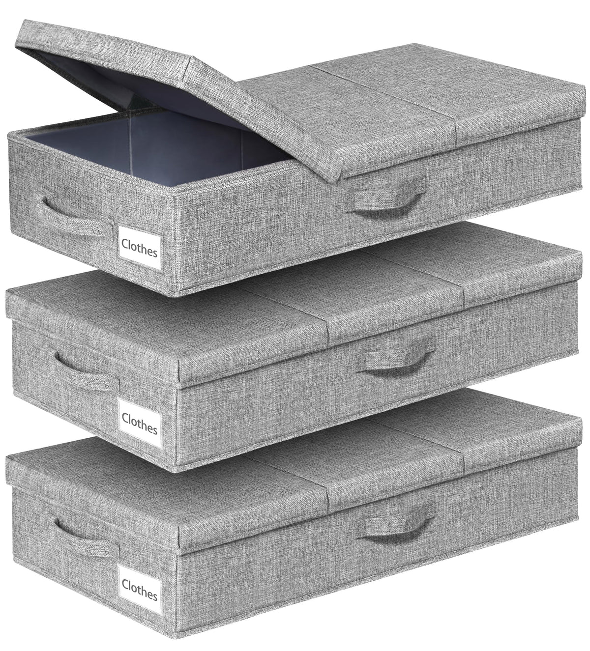 punemi 6.7 in Tall Sturdy Under Bed Storage Containers with Lid, 2Pack,Gray