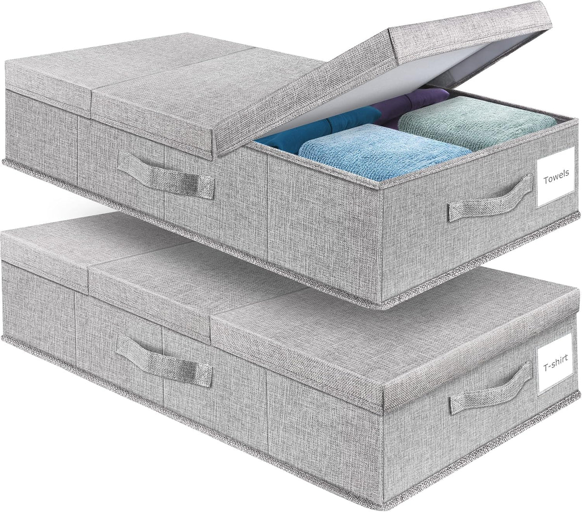 Supowin 2Pack Large Underbed Storage Containers Bin with Lids, Gray