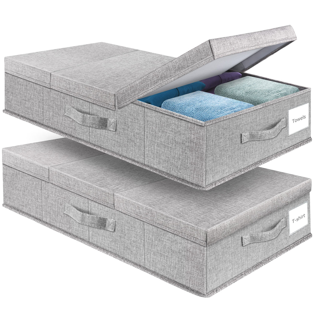 Supowin 2Pack Large Underbed Storage Containers Bin with Lids, Gray